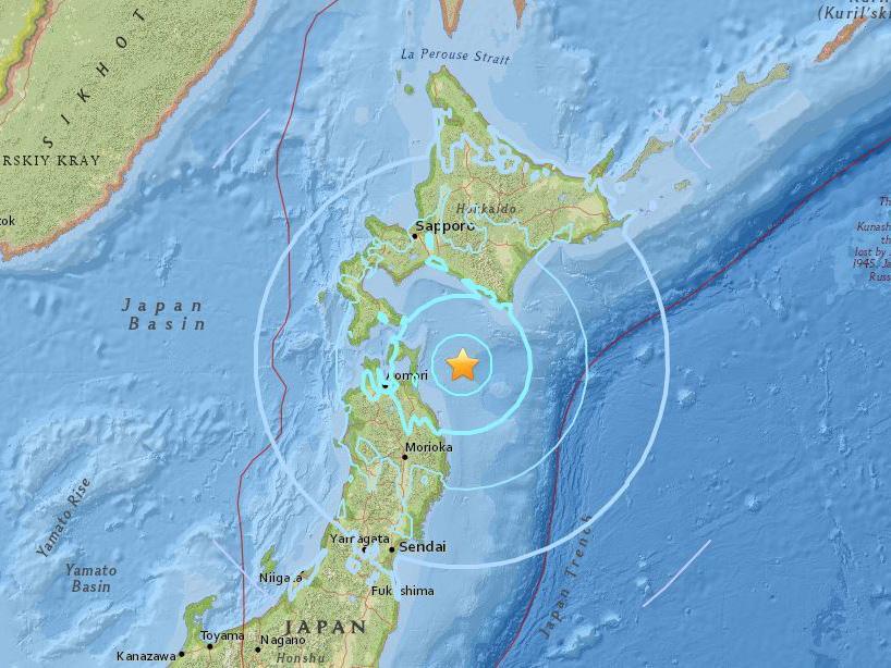 The earthquake hit north-east of Japan's main island, Honshu