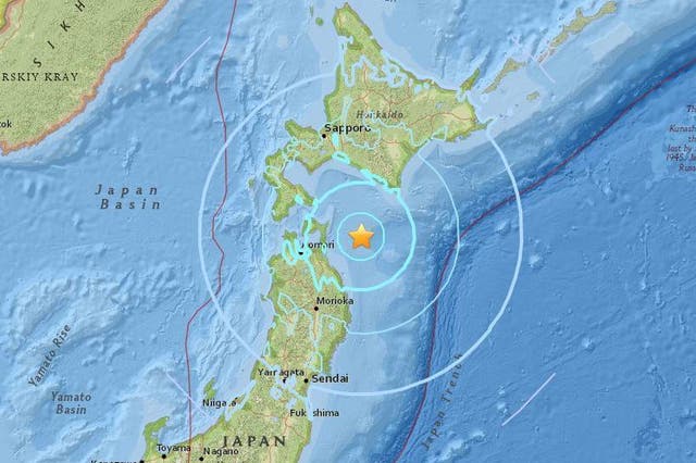 The earthquake hit north-east of Japan's main island, Honshu