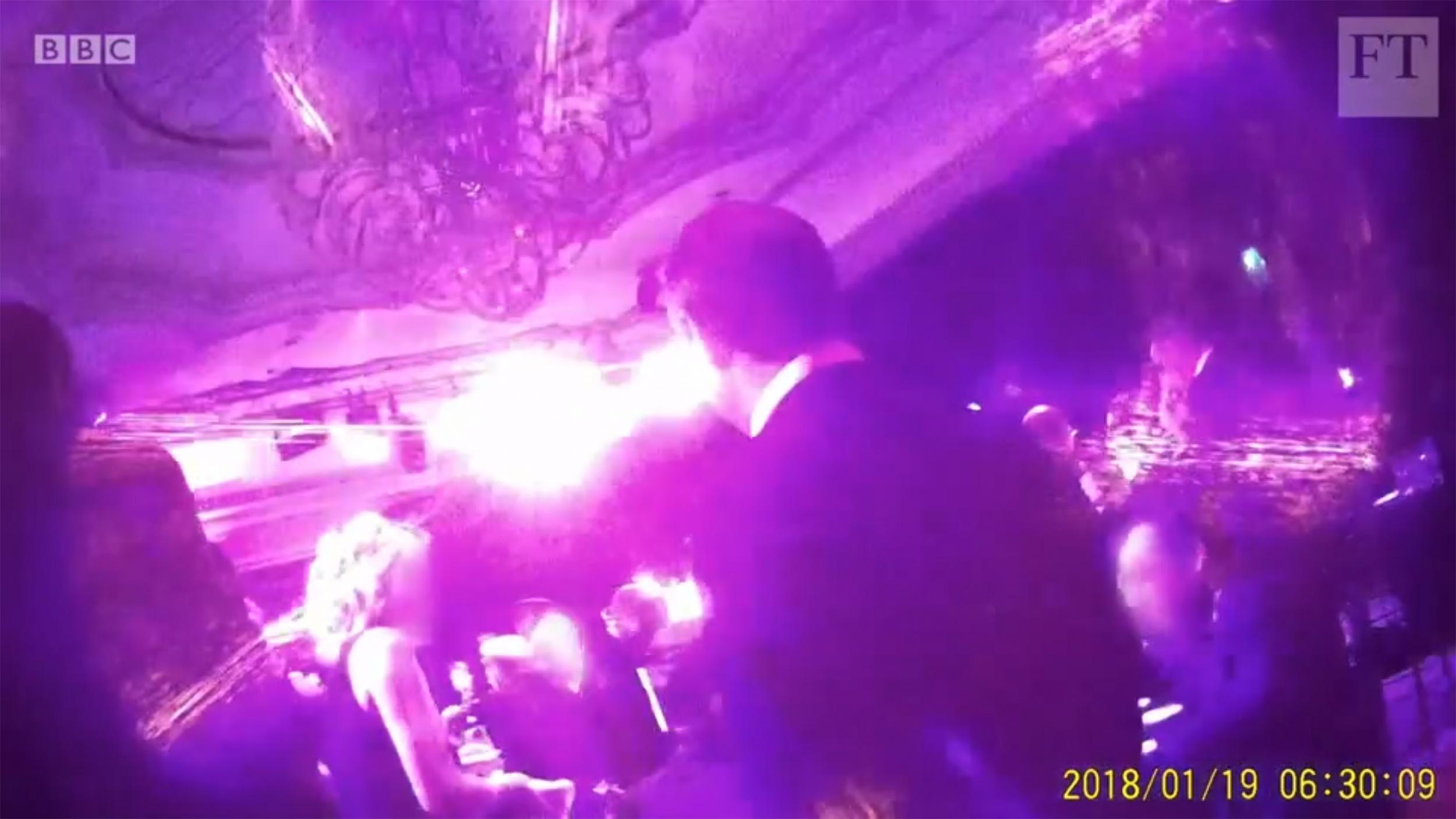 A grab from footage at the Presidents club charity fundraiser
