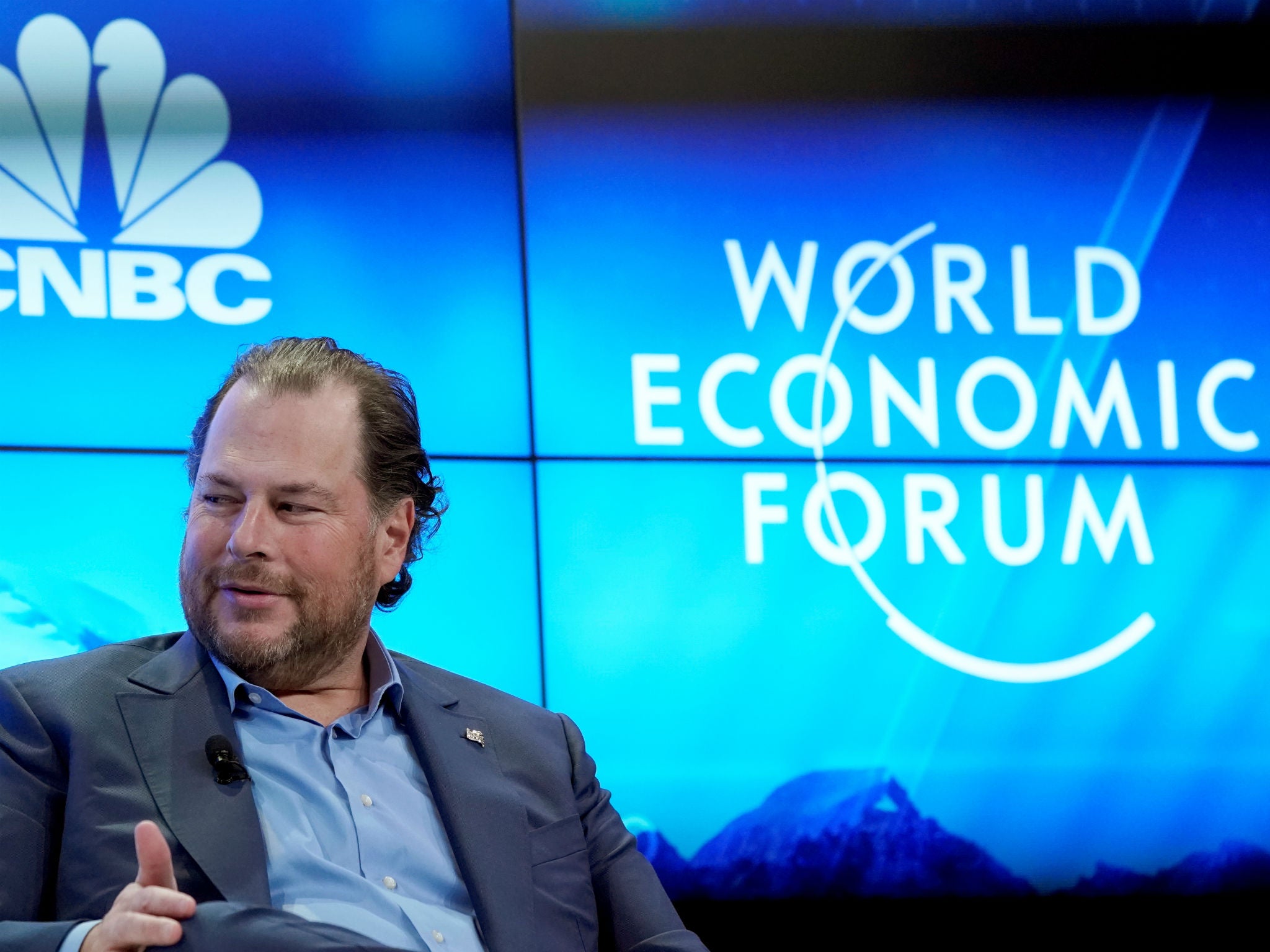 Marc Benioff at the World Economic Forum meeting in Davos, Switzerland