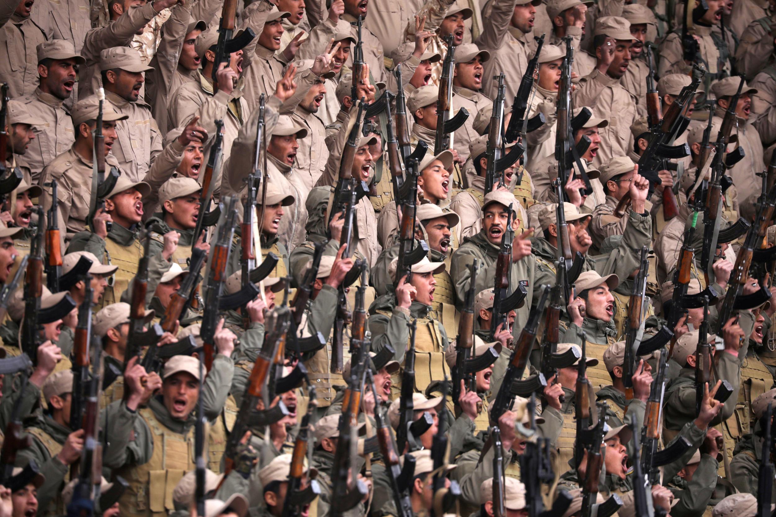 Fighters from the Kurdish YPG at a rally in Hasakah, northeastern Syria, last month