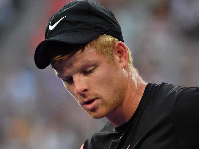 Kyle Edmund reacts dejectedly after going two sets down to Marin Cilic