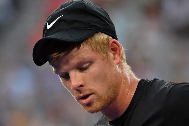 Kyle Edmund reacts dejectedly after going two sets down to Marin Cilic