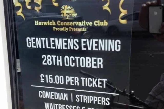 Horwich Conservative Club's poster for a 'gentleman's evening'