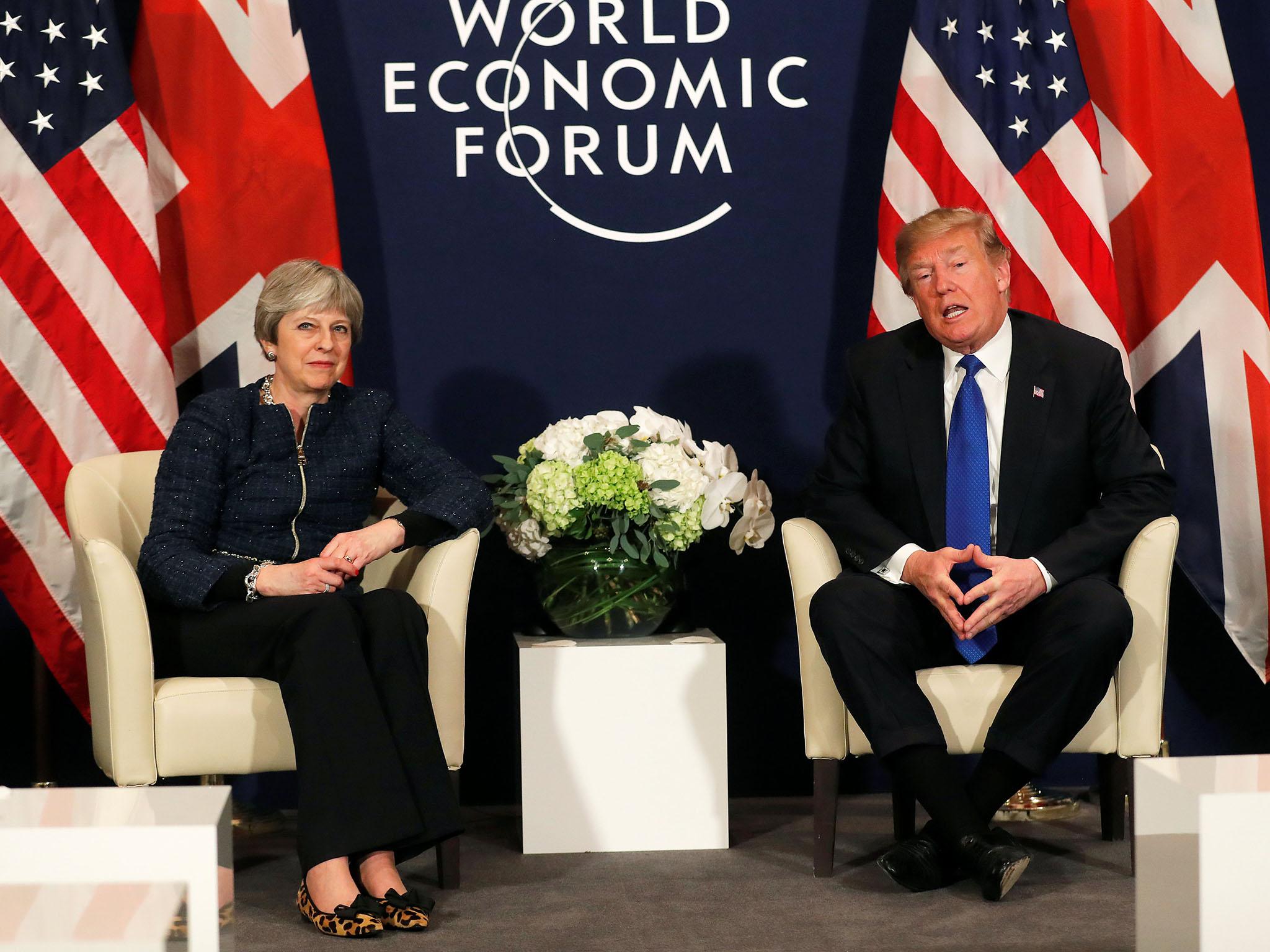 Theresa May and Donald Trump in Davos at the World Economic Forum