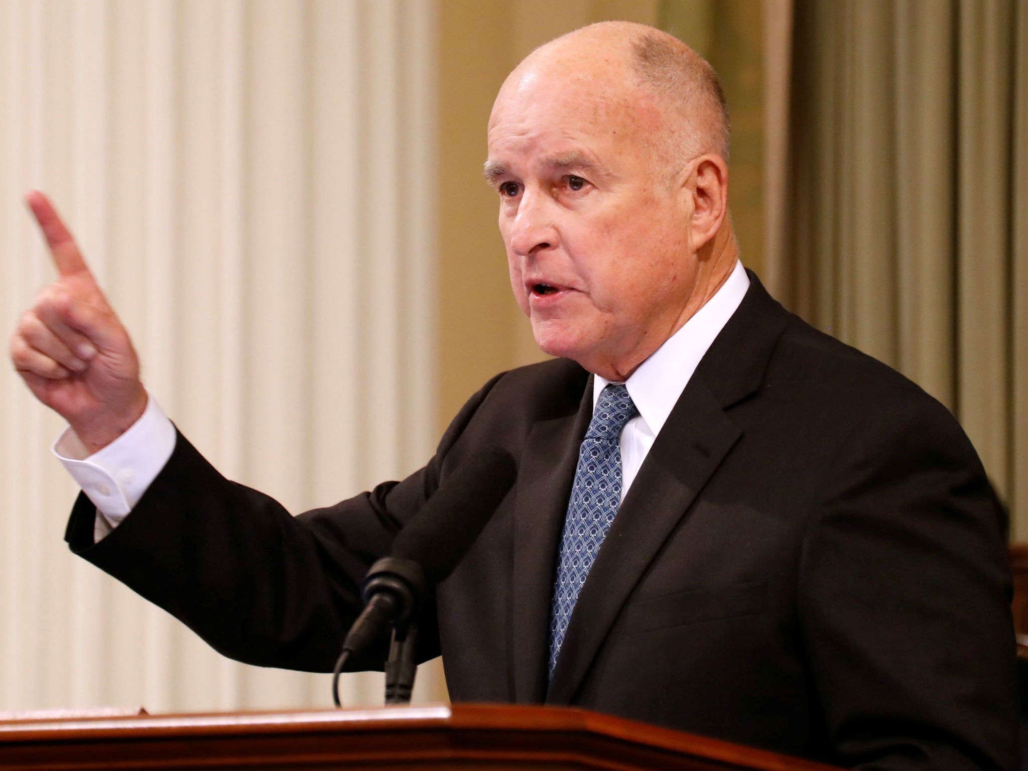 Jerry Brown delivers his final state of the state address in Sacramento, California