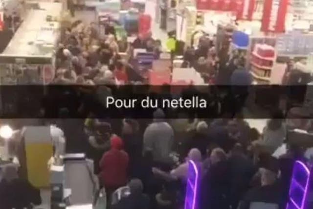 Footage of social media showed shoppers swarming the shelves to grab pots of Nutella
