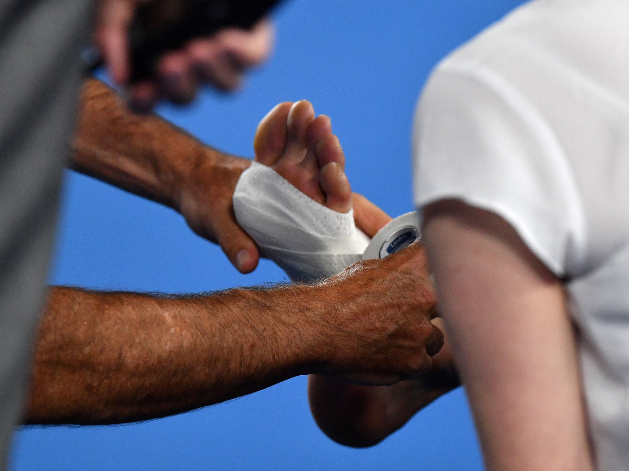 Chung needed treatment on blisters suffered to his feet