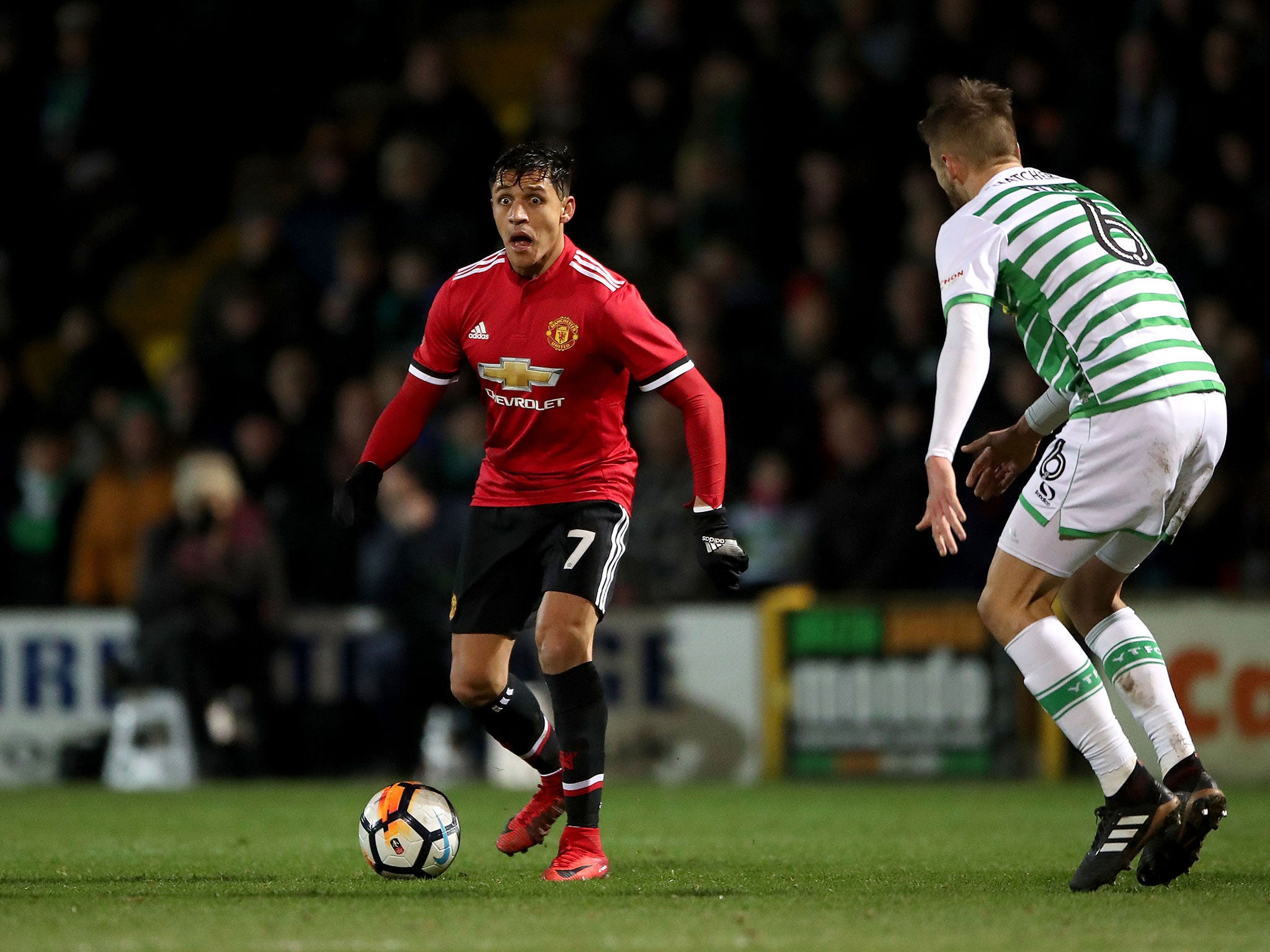 Alexis Sanchez in action for United last night