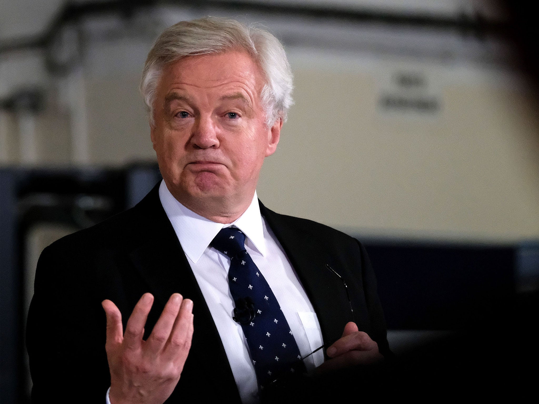 Brexit Secretary David Davis delivers a speech on the Brexit implementation period earlier this month