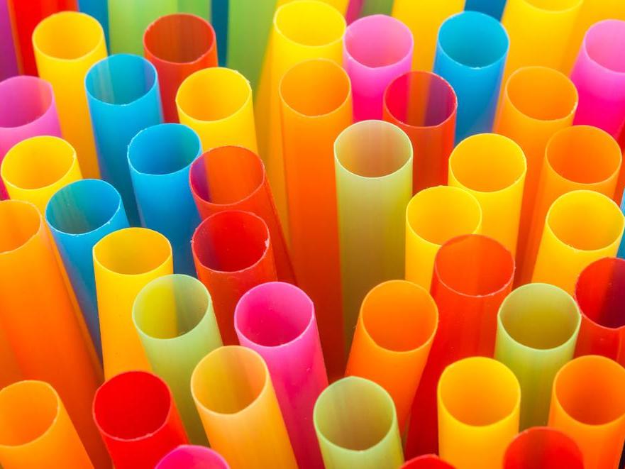 Colourful drinking straws.