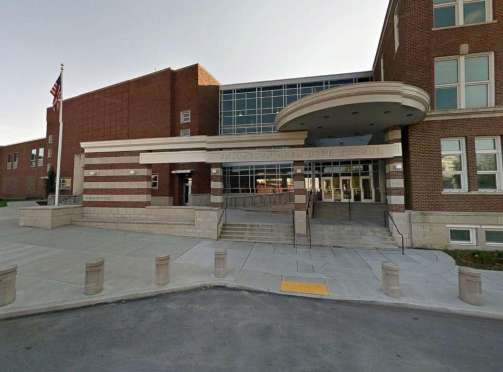 Uniontown Area Senior High School in Uniontown, Pennsylvania, in an image from Google street view, 2013.