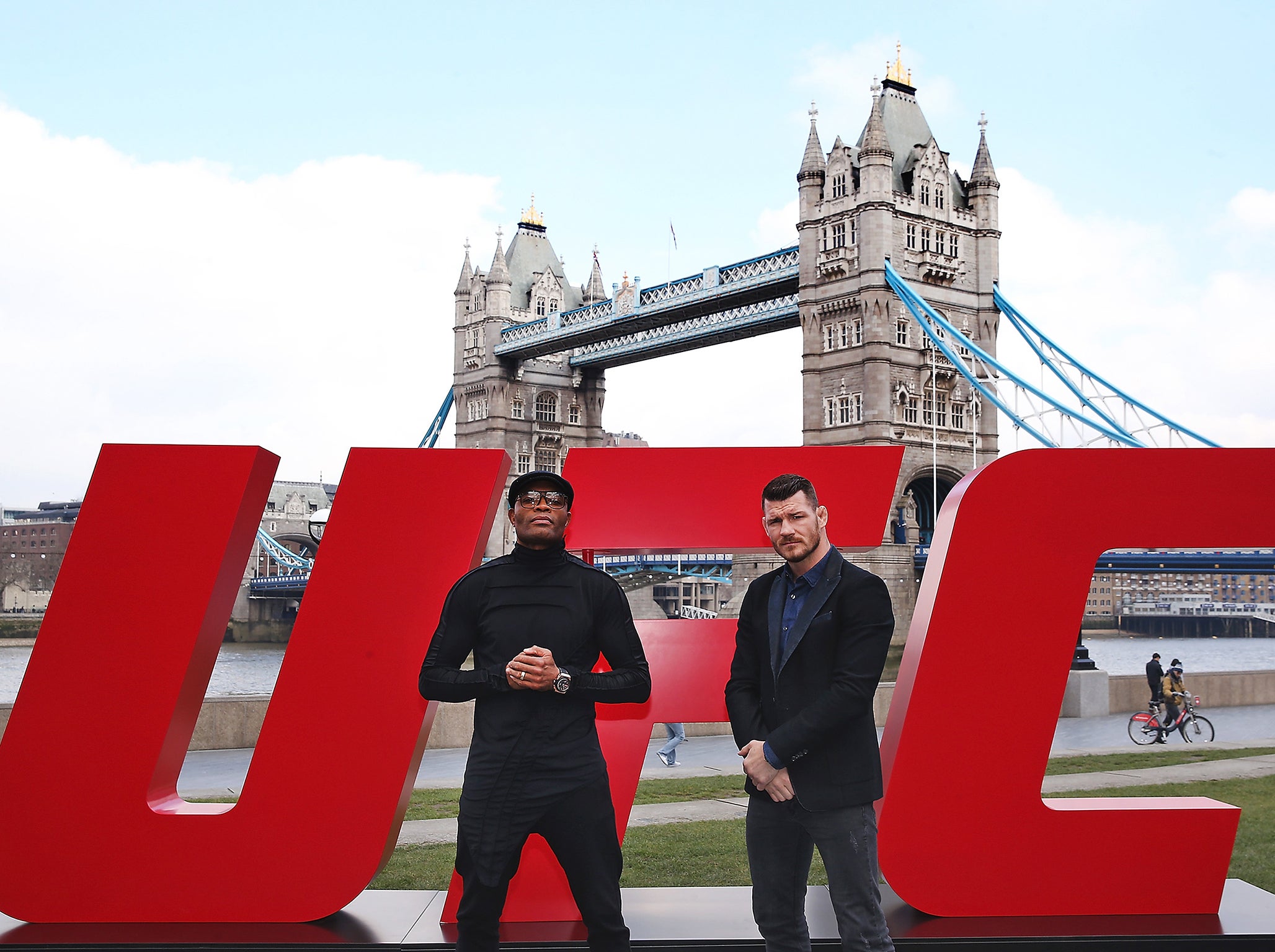 Michael Bisping and Anderson Silva ahead of their 2016 bout