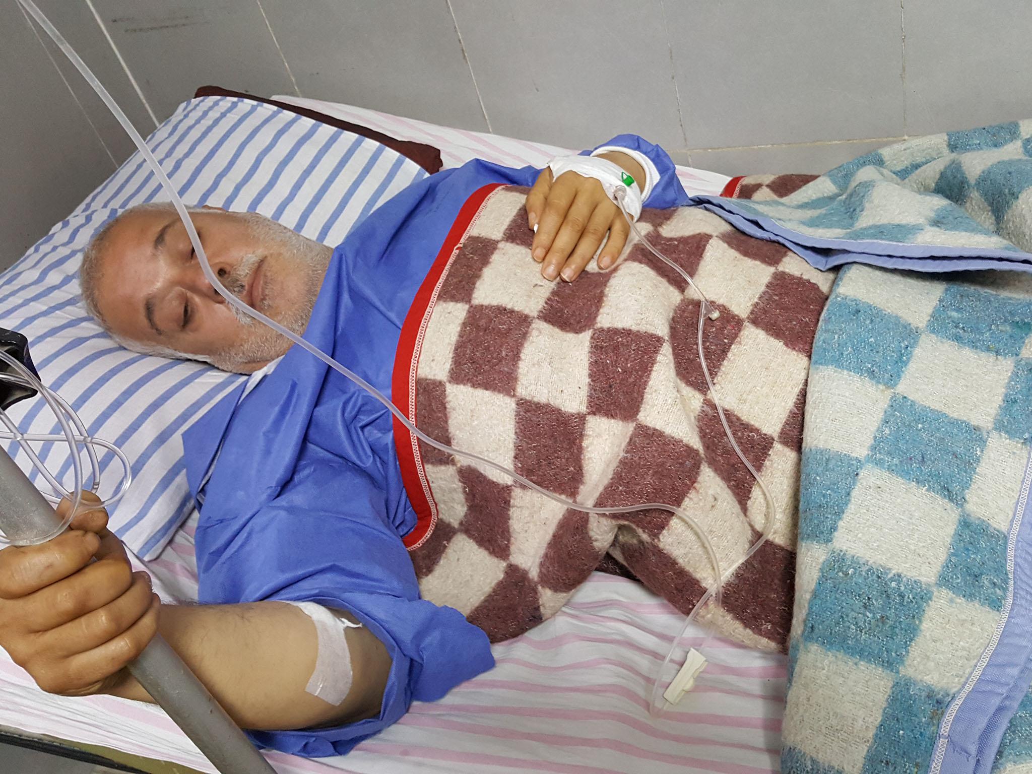 Ahmad Kindy, 50. was wounded at his home in Jundeires on the first night of the attack