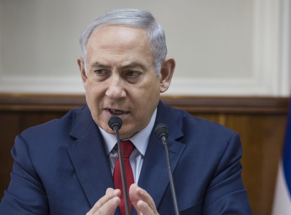 Mr Netanyahu pictured at a cabinet meeting