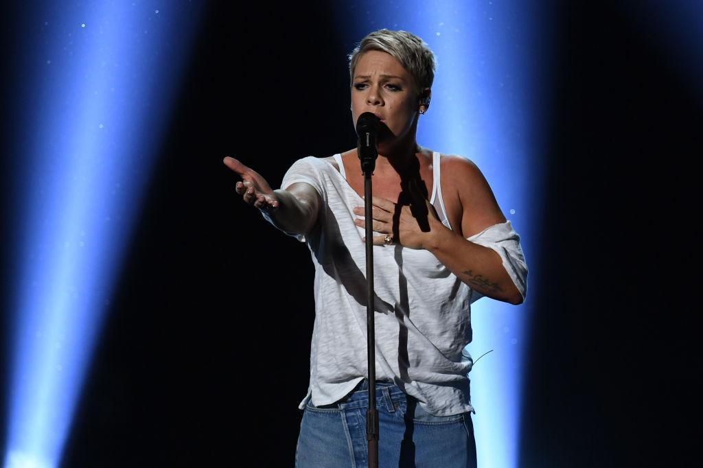 Pink performed at the awards and lost out in the pop solo performance category to Ed Sheeran