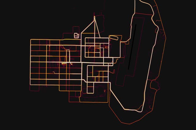 Strava heat map of a military base in the Helmand province of Afghanistan