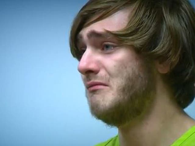 Joshua Richards weeps as he is charged with the murder of his three-year-old stepson