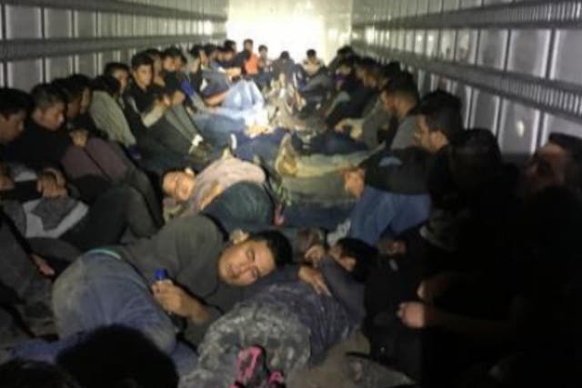 Customs and Border Protection found 76 people crammed into a truck attempting to immigrate to the US. The driver has been arrested.