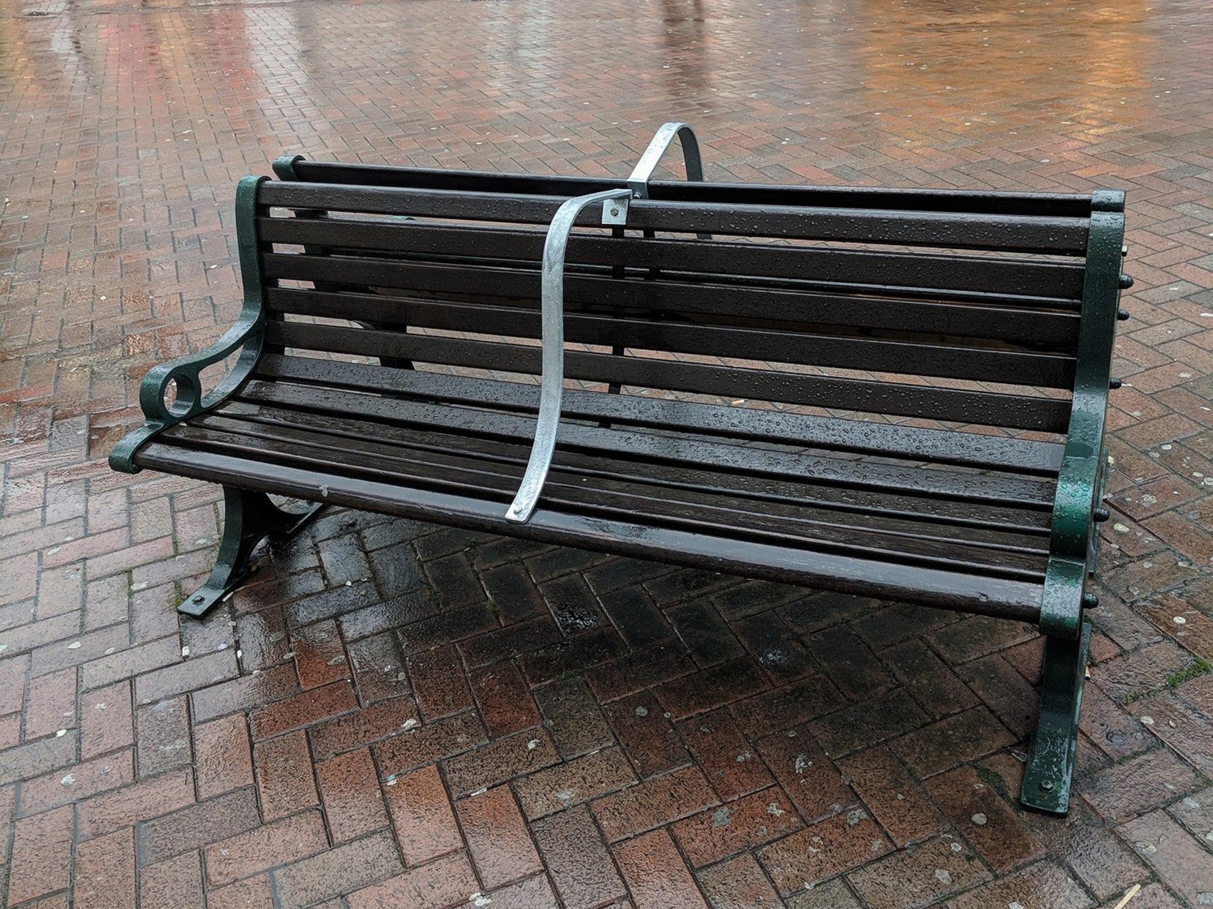 Bournemouth Borough Council has installed metal bars on town-centre benches to stop people sleeping on them