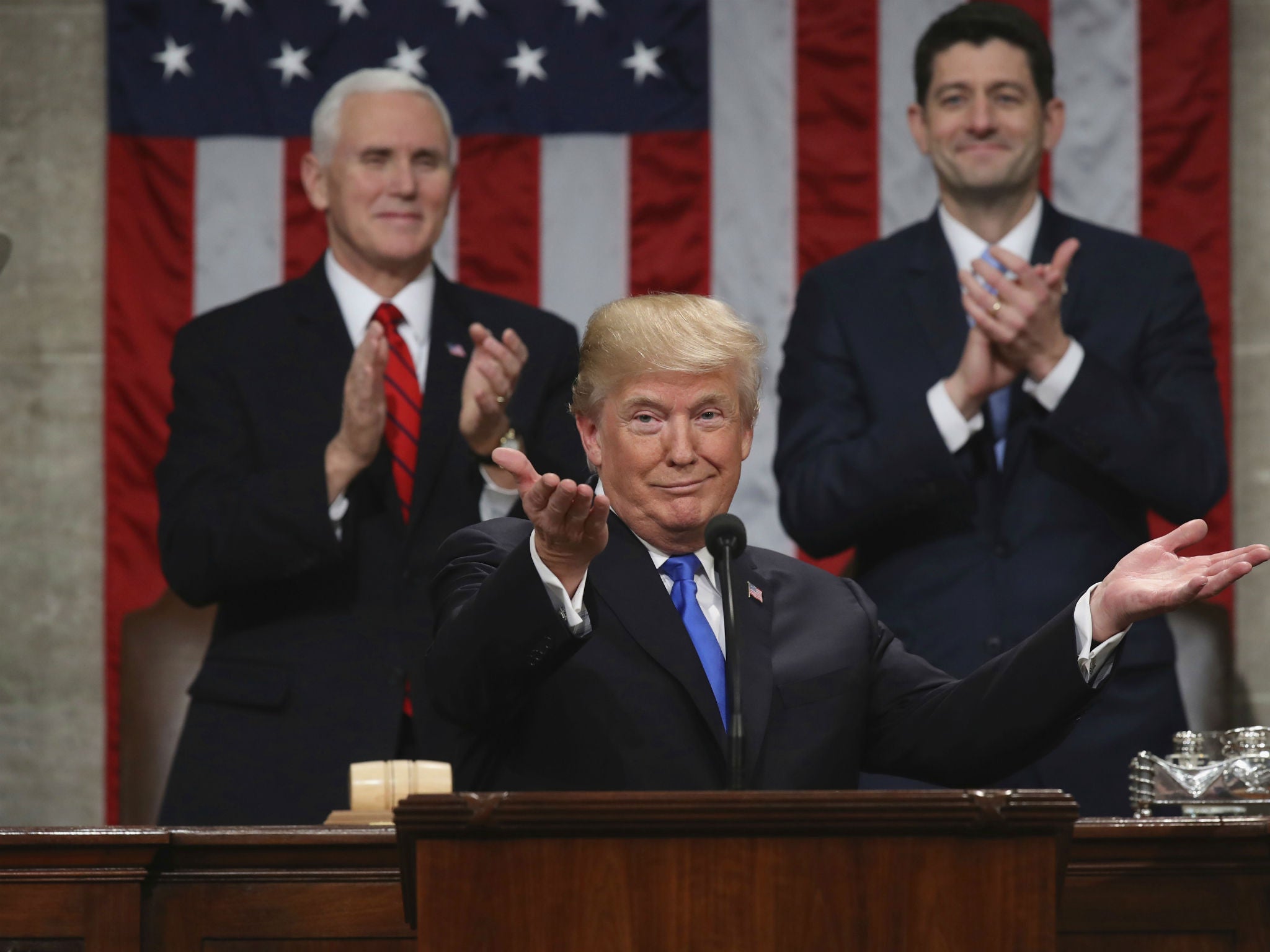 Donald Trump delivers his State of the Union address in the House chamber of the US Capitol