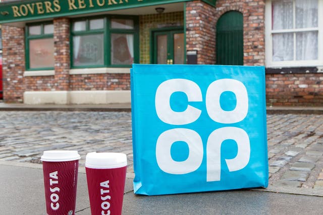Lack of street cred? Posters, bags and cups from both chains will also be used by characters in the UK’s longest running soap