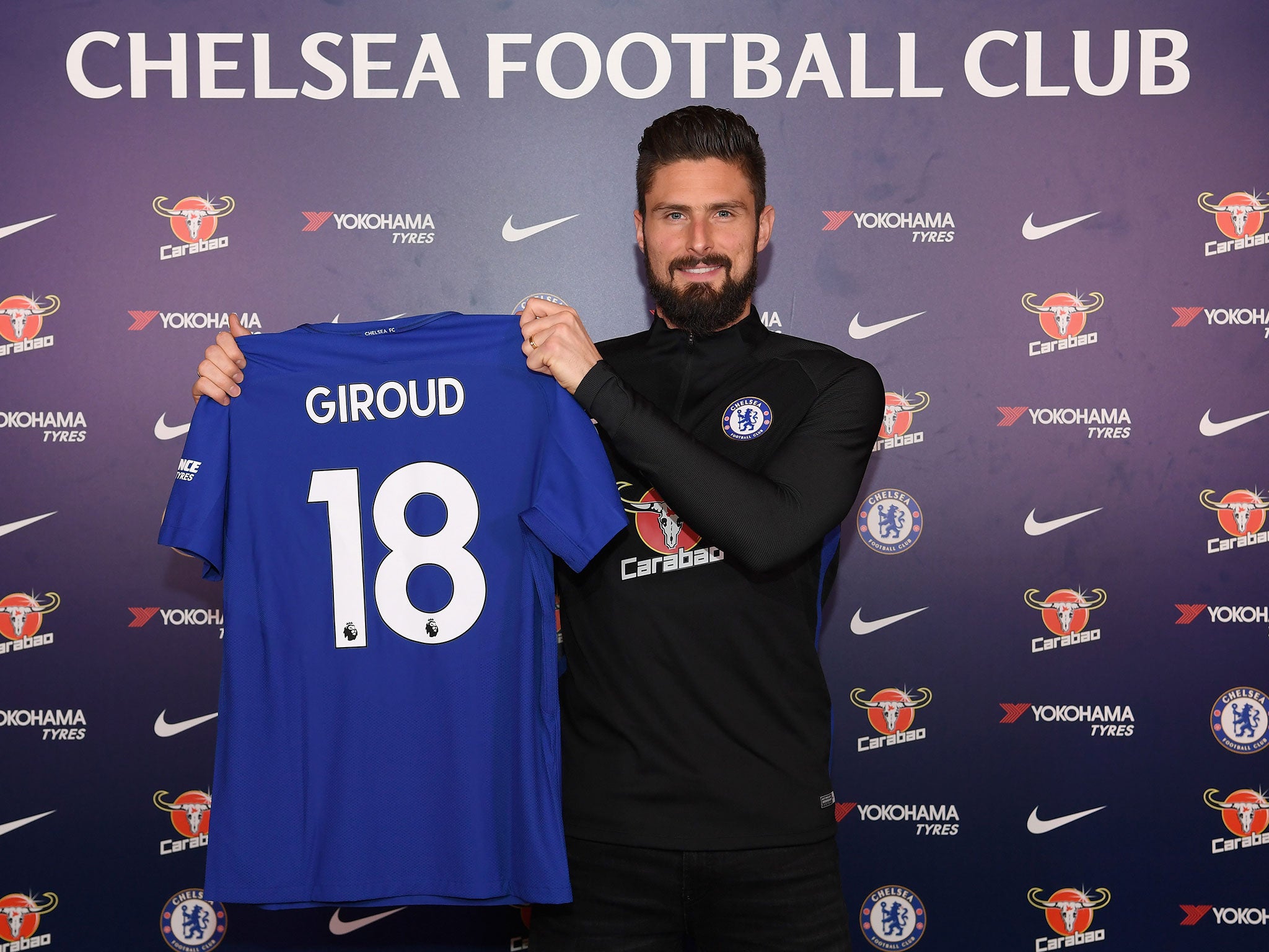 Olivier Giroud was unveiled as a Chelsea player on Wednesday afternoon