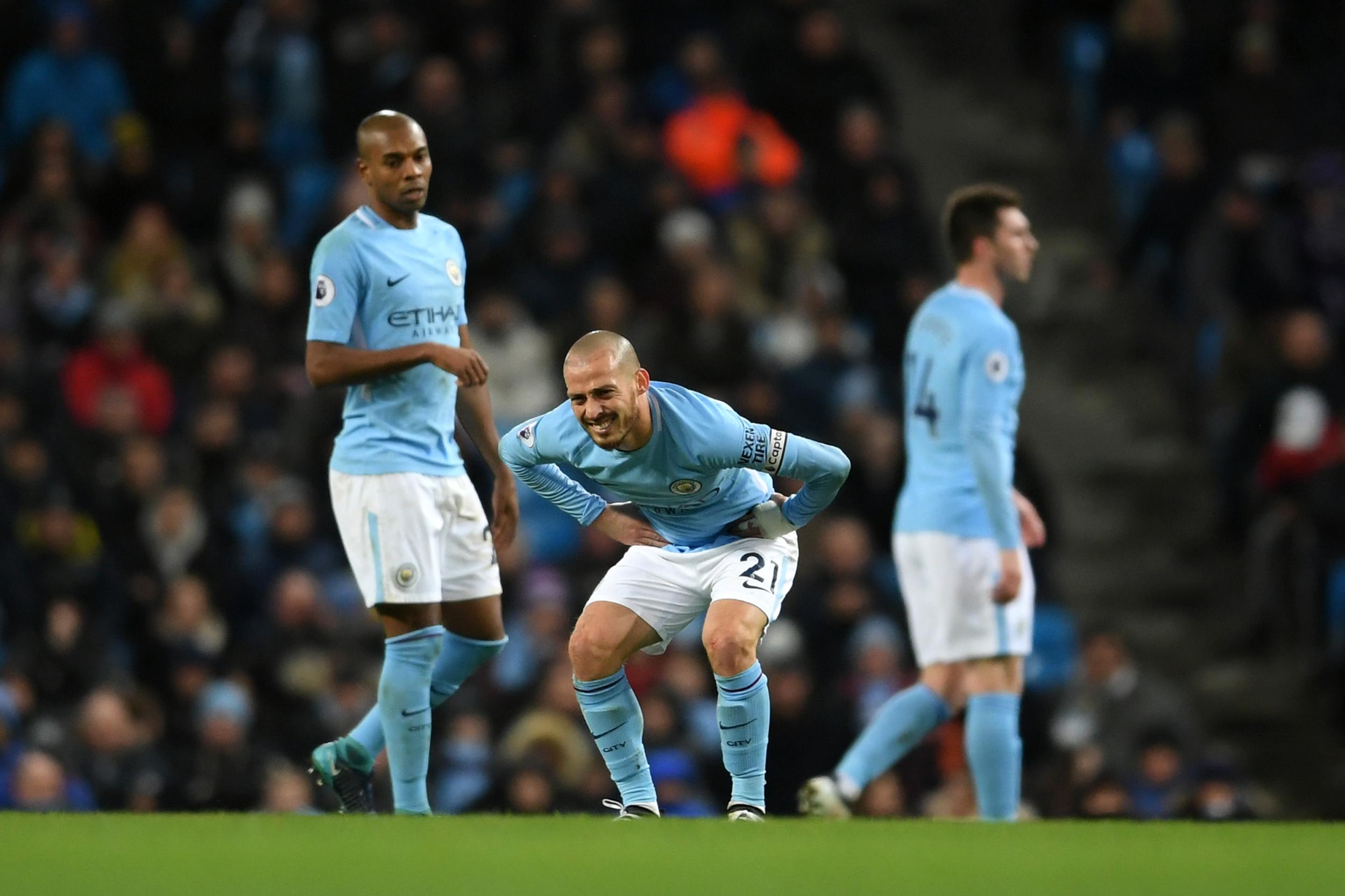 &#13;
David Silva went off injured early on for City &#13;