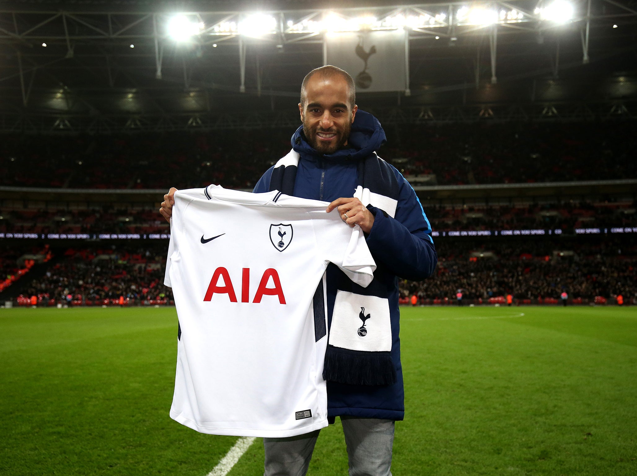 Lucas Moura was introduced to the crowd at half-time