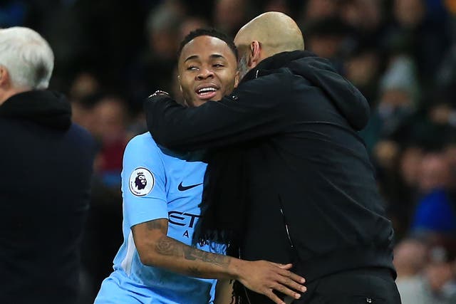 Pep Guardiola kissed Raheem Sterling after he missed one chance