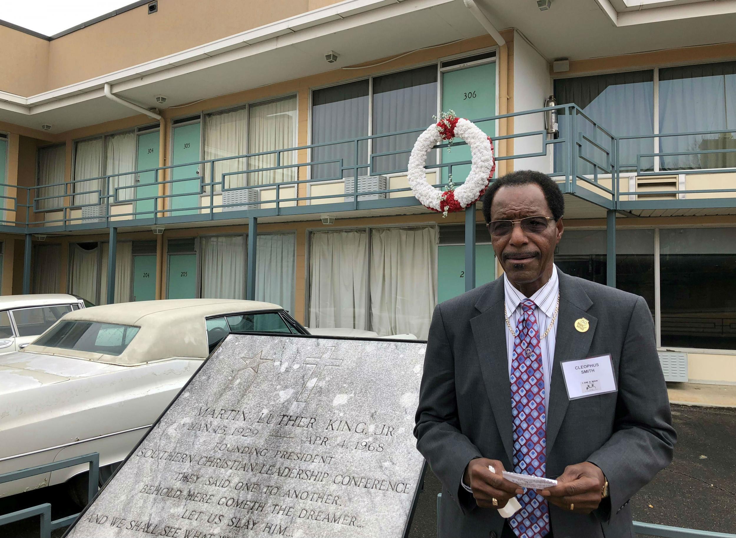 Cleophus Smith, who still works for the city’s sanitation department, at the Lorraine Motel where King was assassinated 50 years ago