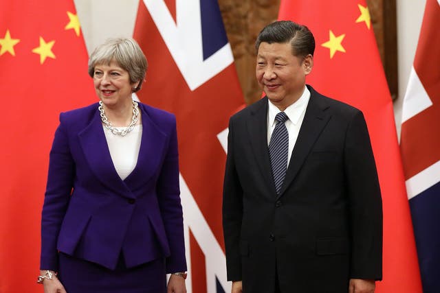 President Xi Jinping alongside Theresa May, who the Chinese have started calling 'Auntie'.