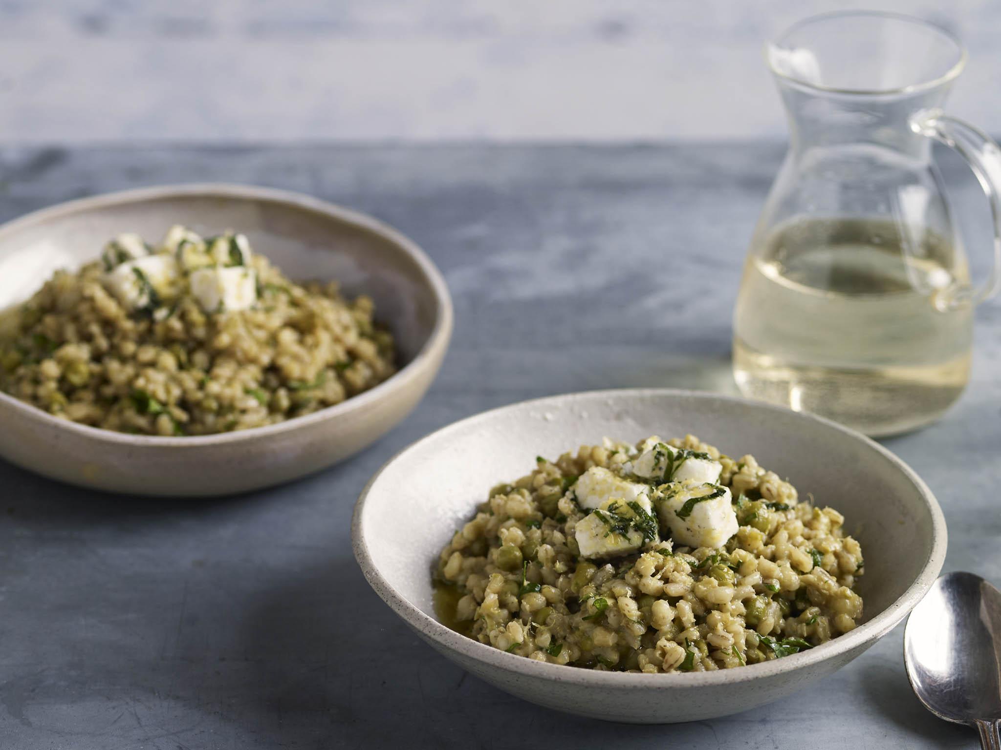 Using pearl barley instead of rice makes this risotto an easy but filling meal