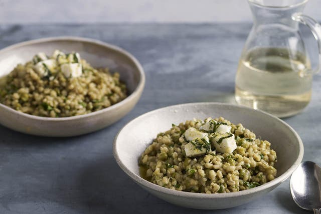 Using pearl barley instead of rice makes this risotto an easy but filling meal