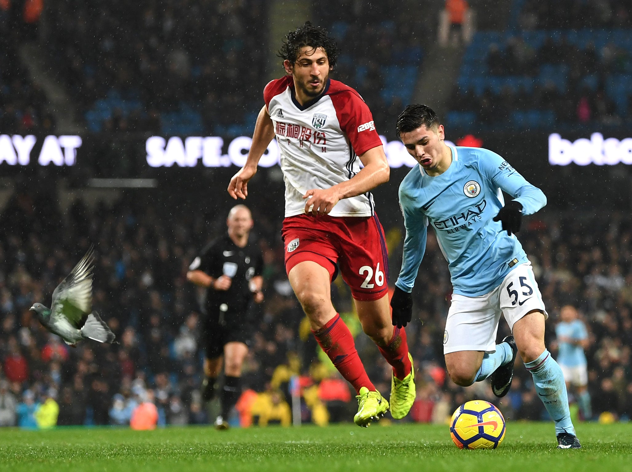 Brahim Diaz was left in a heap on the floor