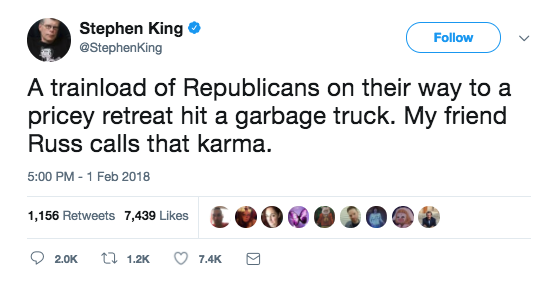 &#13;
Author Stephen King called train crash 'karma'&#13;