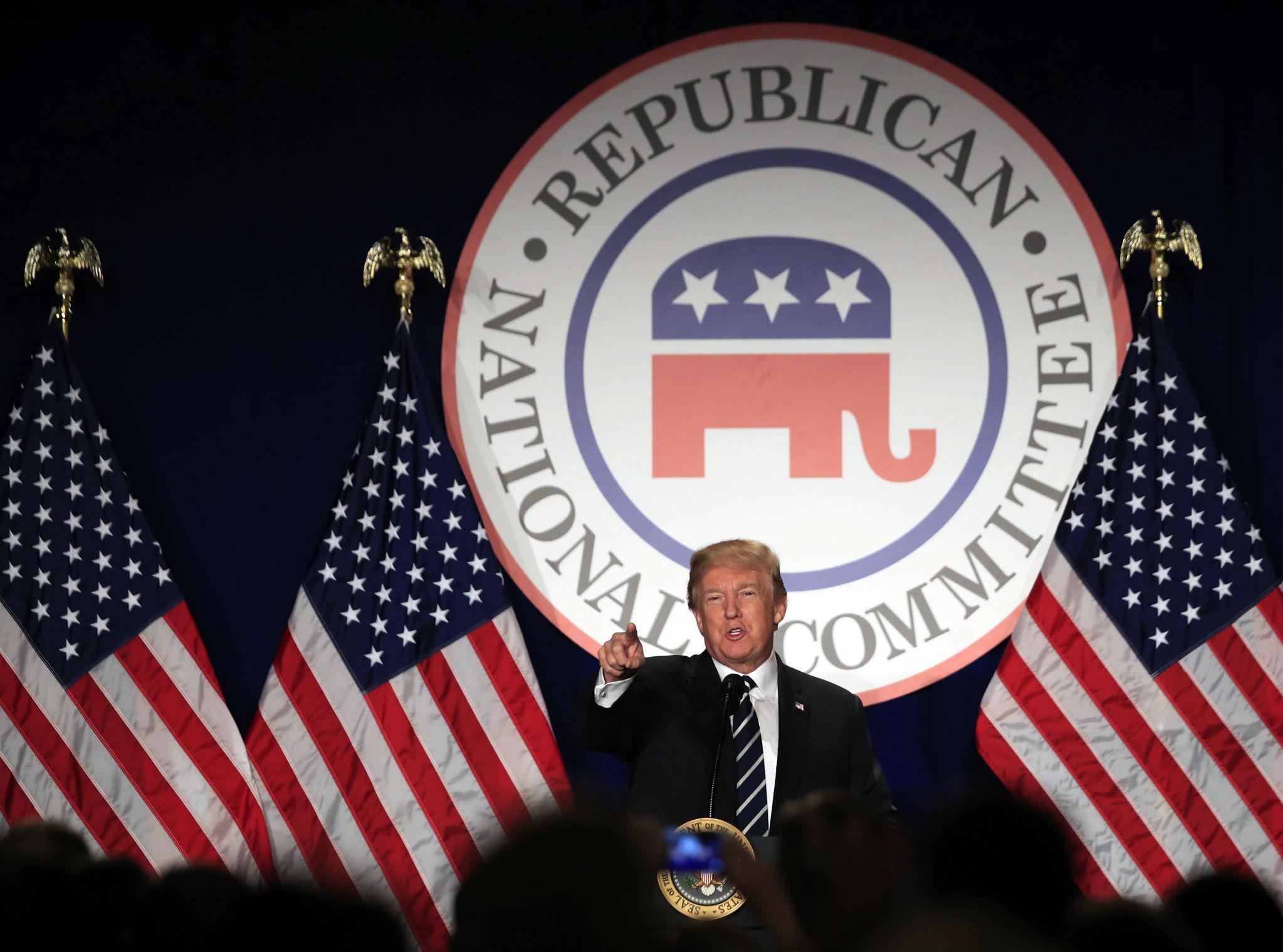 Donald Trump spoke at the Republican National Committee's winter meeting at the Trump International Hotel in Washington, DC.