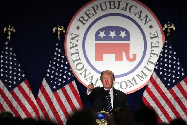 Donald Trump spoke at the Republican National Committee's winter meeting at the Trump International Hotel in Washington, DC.