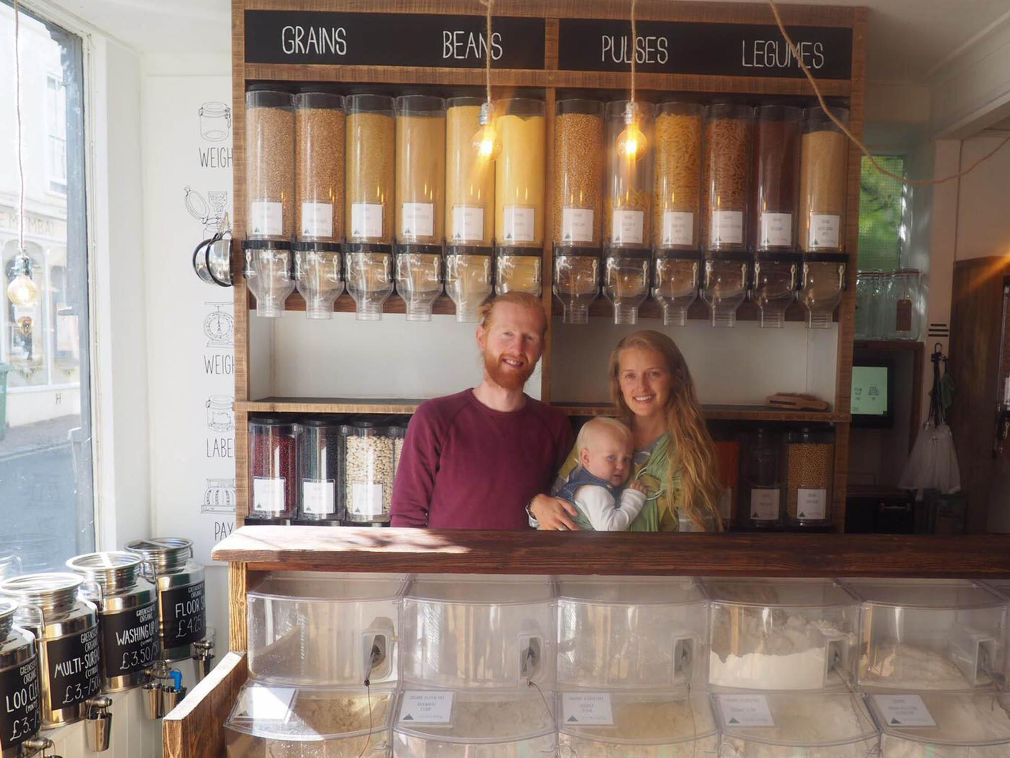Richard, Nicola and Willow Eckersley are planning to create even more space in their shop to sell plastic-free produce
