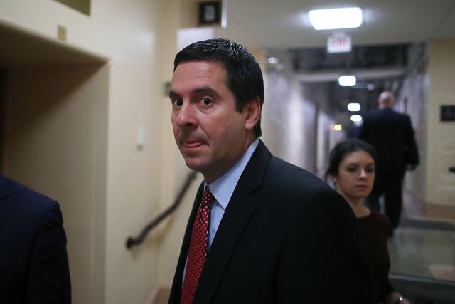 Devin Nunes, Chairman of the House Permanent Select Committee on Intelligence, walks away from a meeting with House GOP members