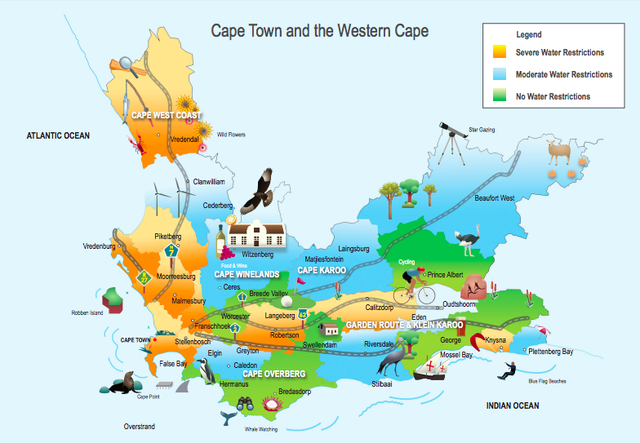 Running on empty: map showing the extent of water shortages in Western Cape province