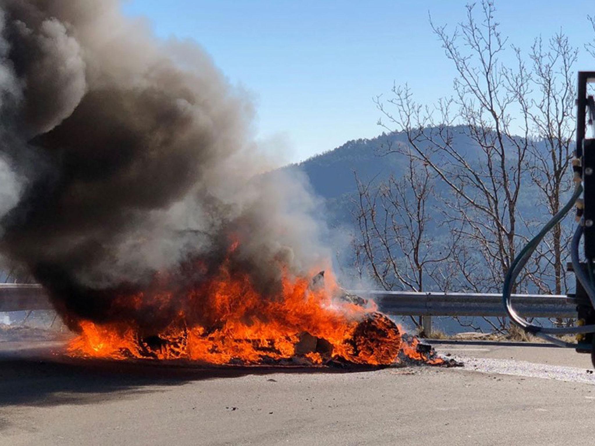 Chris Harris and Eddie Jordan's car caught fire during the Monte Carlo Rally