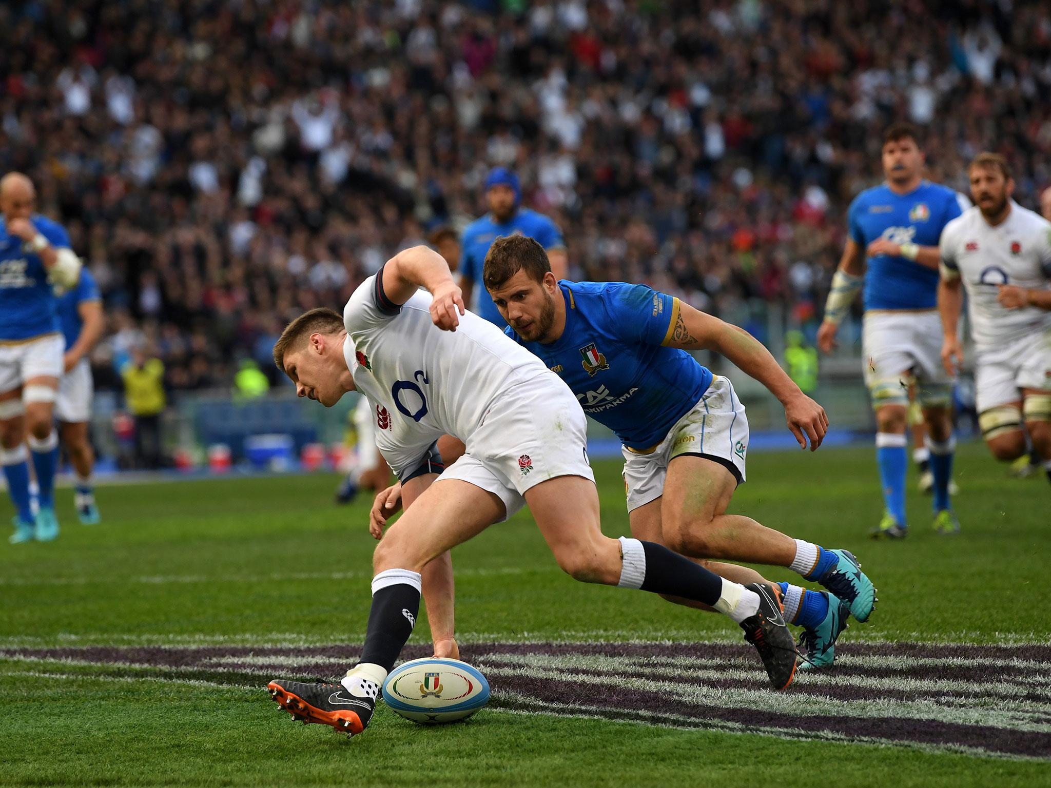 &#13;
Owen Farrell added England's third try (Getty)&#13;