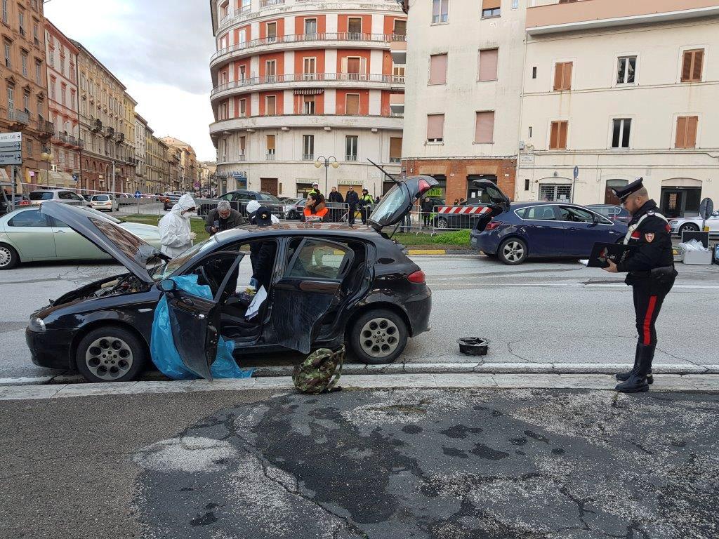 The car from which a drive-by shooter opened fire on African migrants