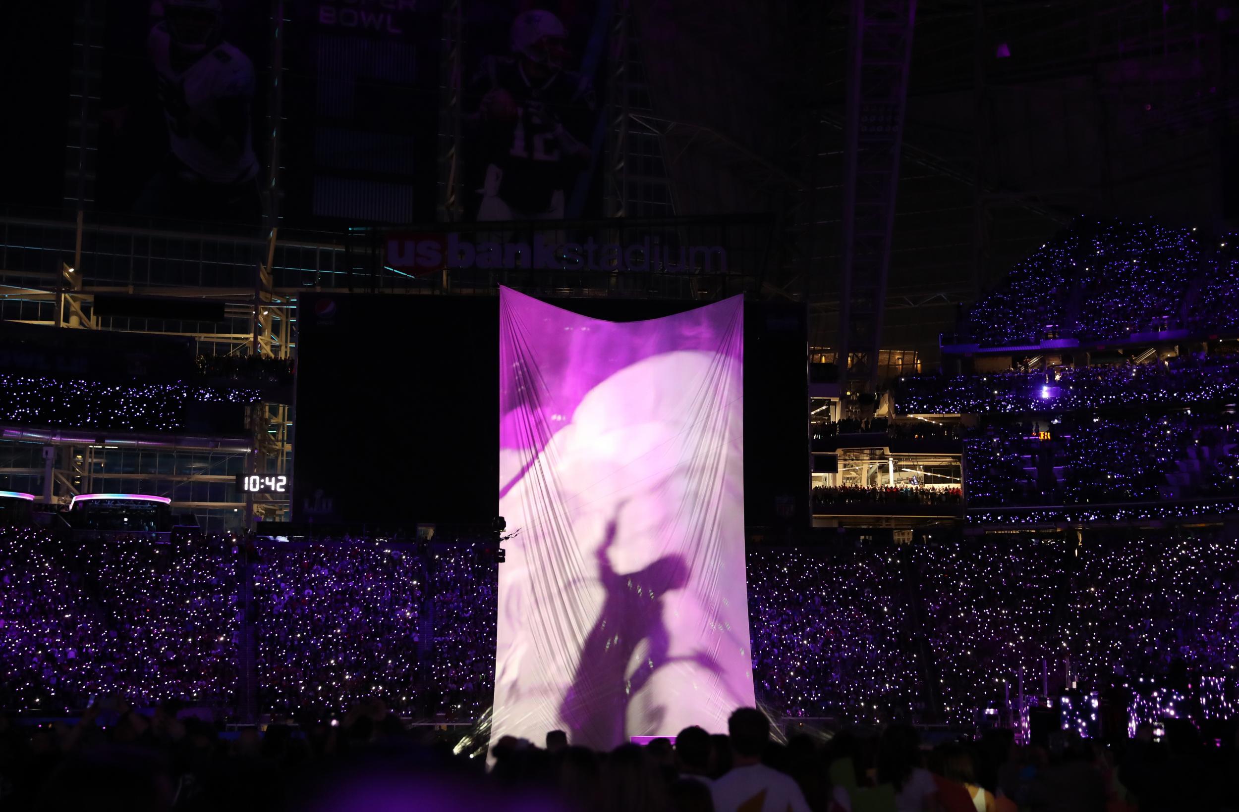 Justin Timberlake's Prince tribute at the 2018 Super Bowl. Credit: Shutterstock.