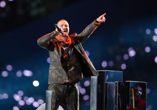 Justin Timberlake performs at Super Bowl LII halftime show. Credit: USA Today Sports.