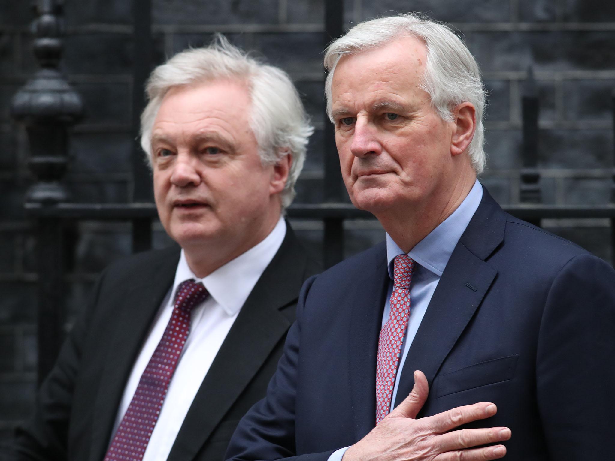 Brexit Secretary David Davis and chief EU Brexit negotiator Michel Barnier