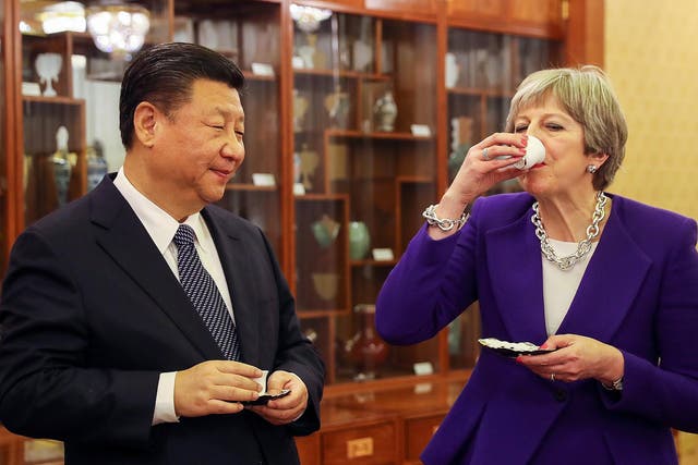 Theresa May and Chinese President Xi Jinping meet in Beijing