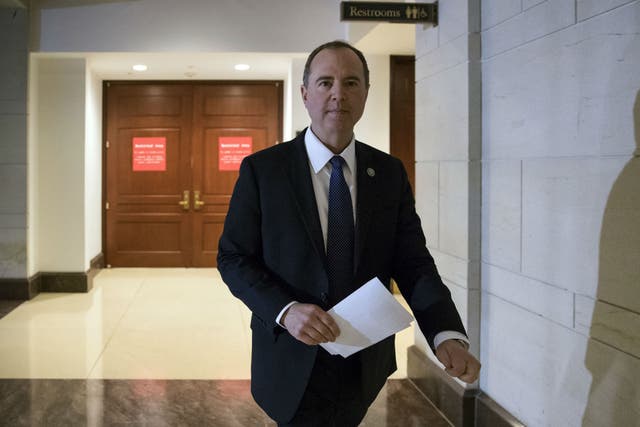 Rep. Adam Schiff, the top Democrat on the House Permanent Select Committee on Intelligence, leaves a secure area where the panel meets at the Capitol in Washington