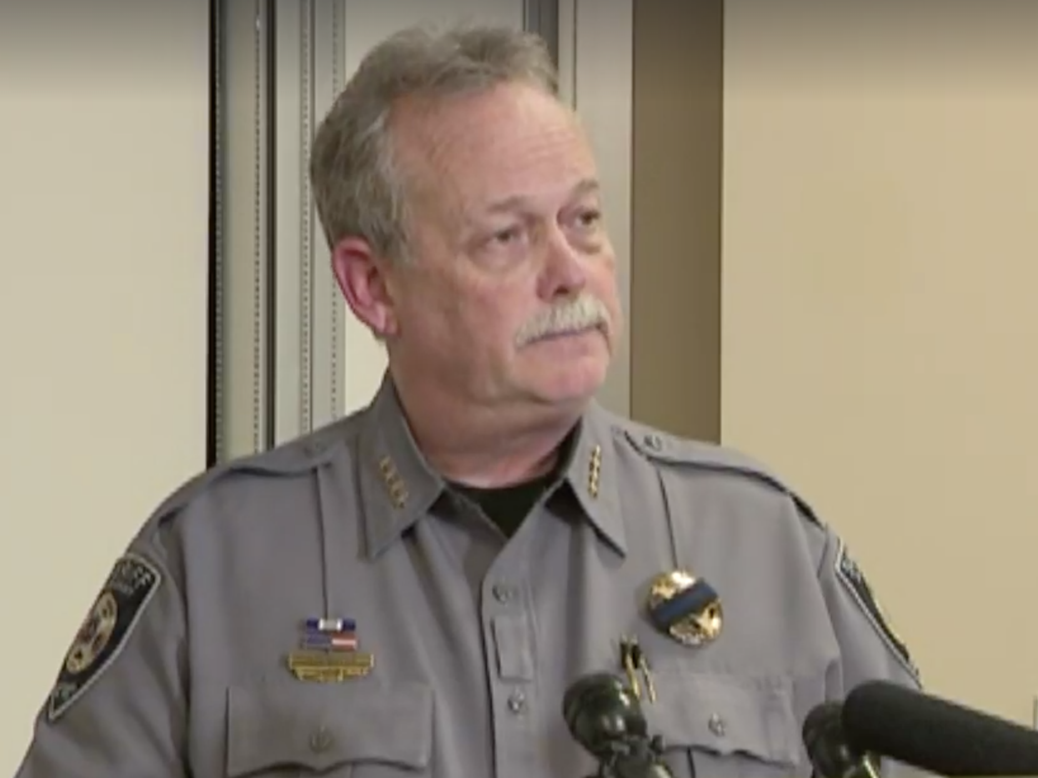 El Paso County, Colorado Sheriff Bill Elder addresses the media after one of his deputies was shot and killed